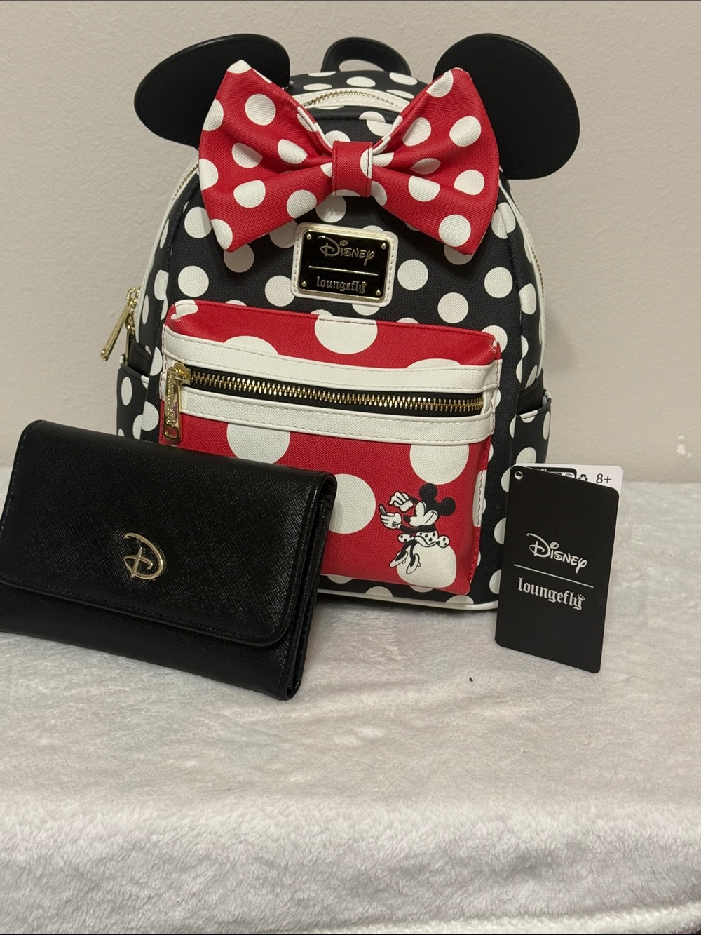 Disney Loungefly Minnie Mouse Polka Dot Mini Backpack - Black, White & Red